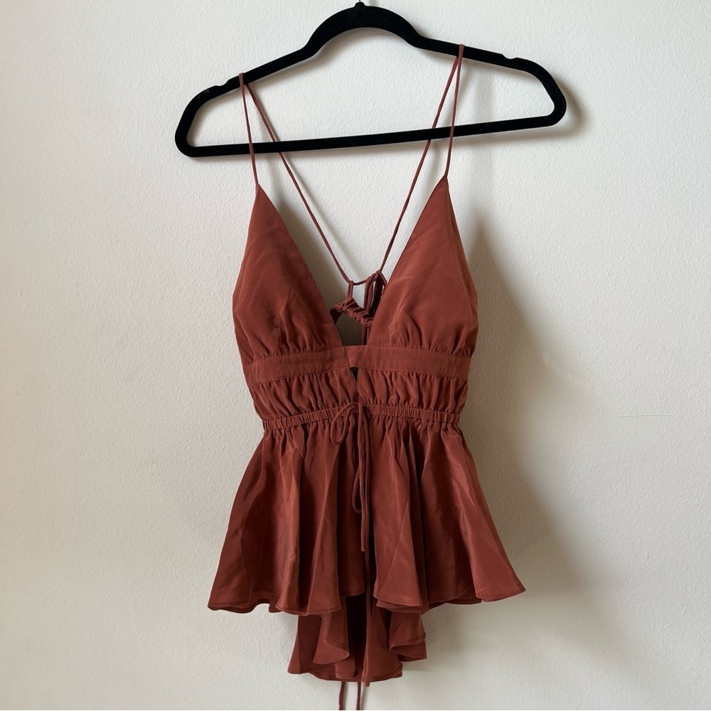 Joslin Liana Silk Camisole Sandwash Terracotta Silk Aus 10 US 6 - Picture 3 of 6